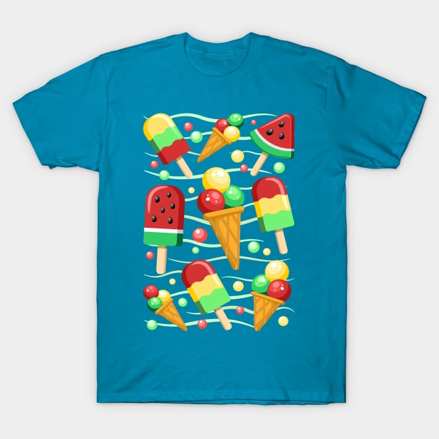 Ice Cream Fruity Juicy and Fresh Summer T-Shirt by BluedarkArt